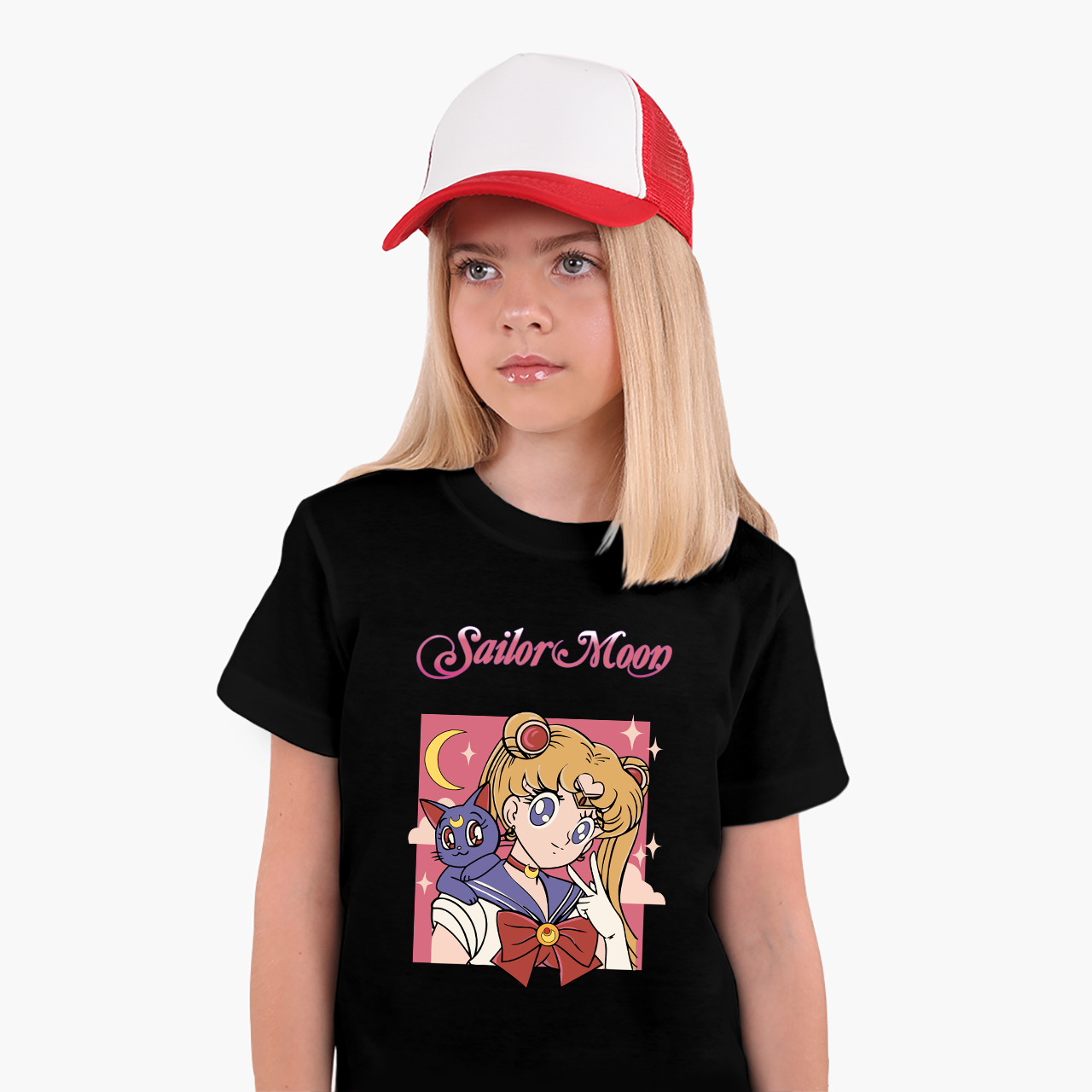 

Детская футболка для девочек Сейлор Мун (Sailor Moon) (25186-2659-11) 146-152 см Хлопок Черный