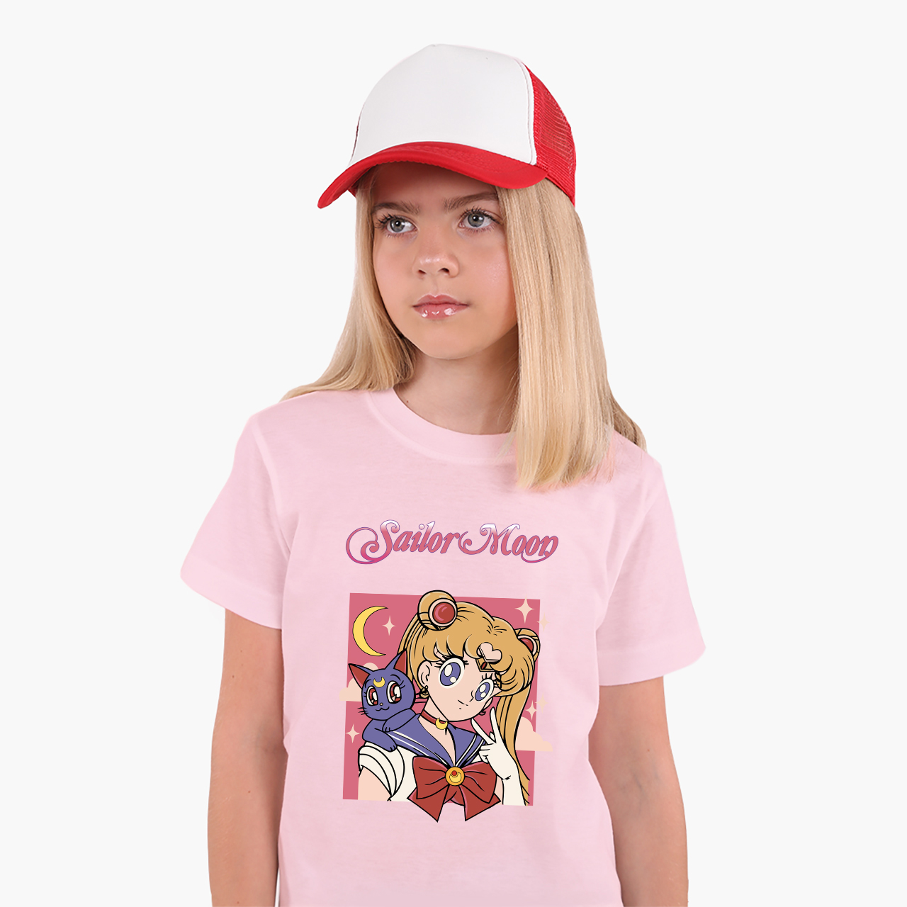 

Детская футболка для девочек Сейлор Мун (Sailor Moon) (25186-2659-27) 122-128 см Хлопок Розовый