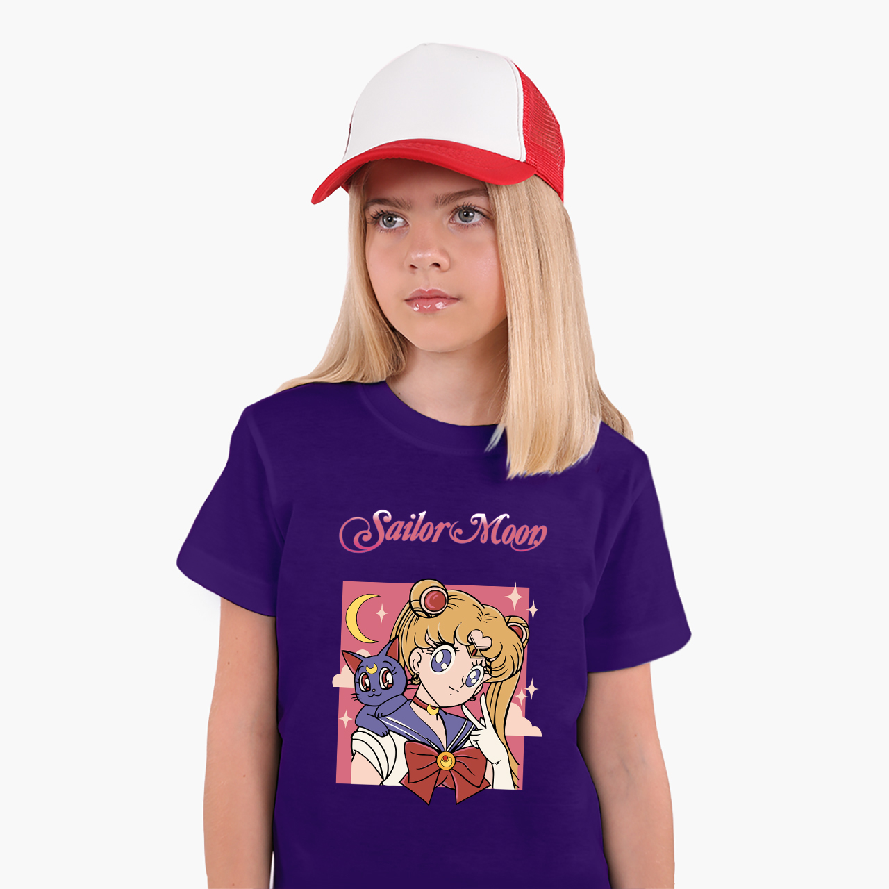 

Детская футболка для девочек Сейлор Мун (Sailor Moon) (25186-2659-21) 122-128 см Хлопок Фиолетовый