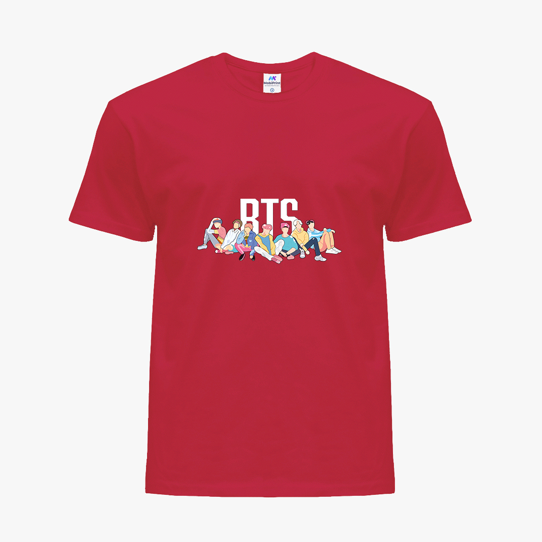 

Детская футболка для девочек БТС (BTS) (25186-1061-6) 158-164 см Хлопок Красный