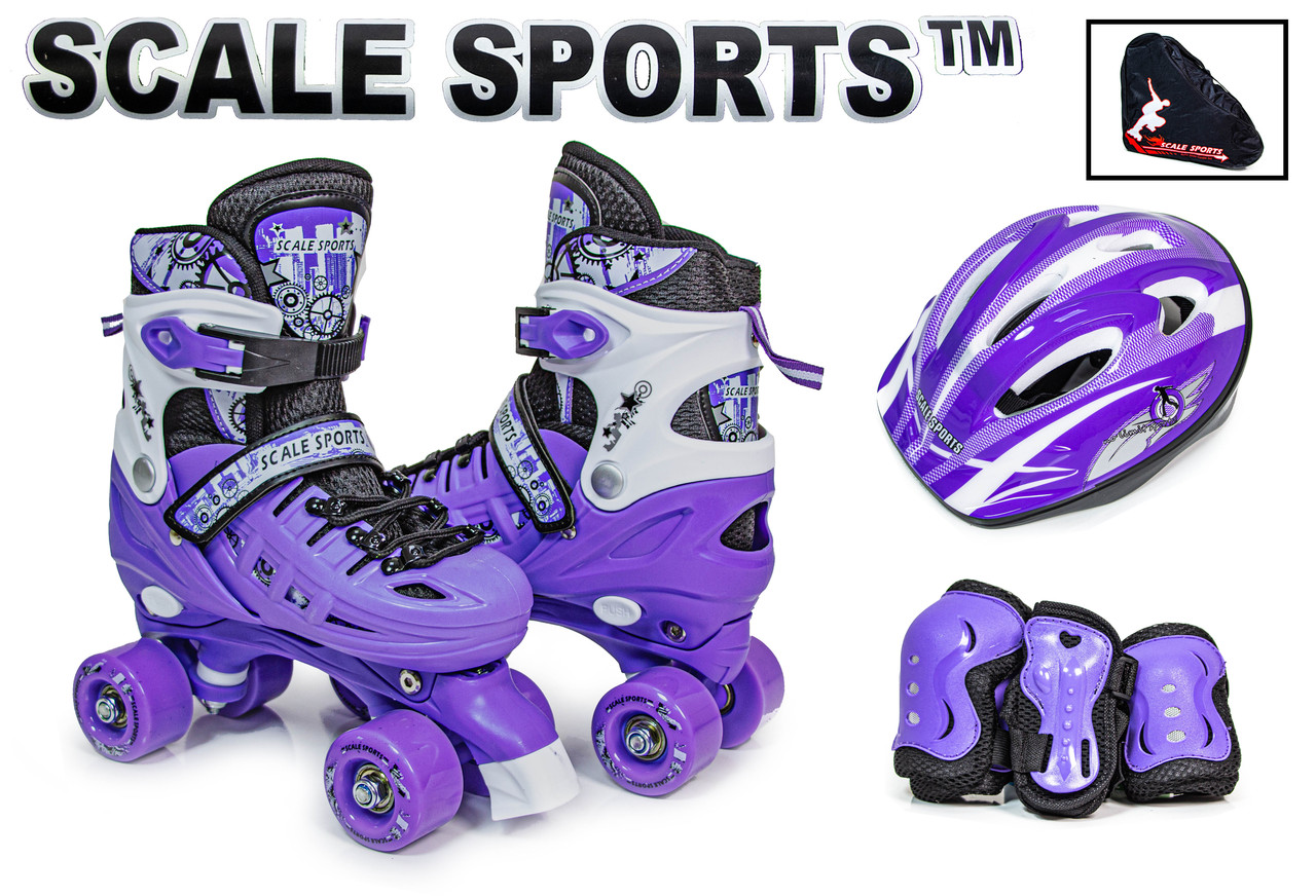 

Комплект роликовых коньков-квадов с защитой Scale Sport р.29-33 Фиолетовый