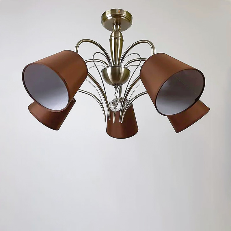 

Люстра стельова з абажурами Light House SA-16043/5 AB+BR E14 бронза