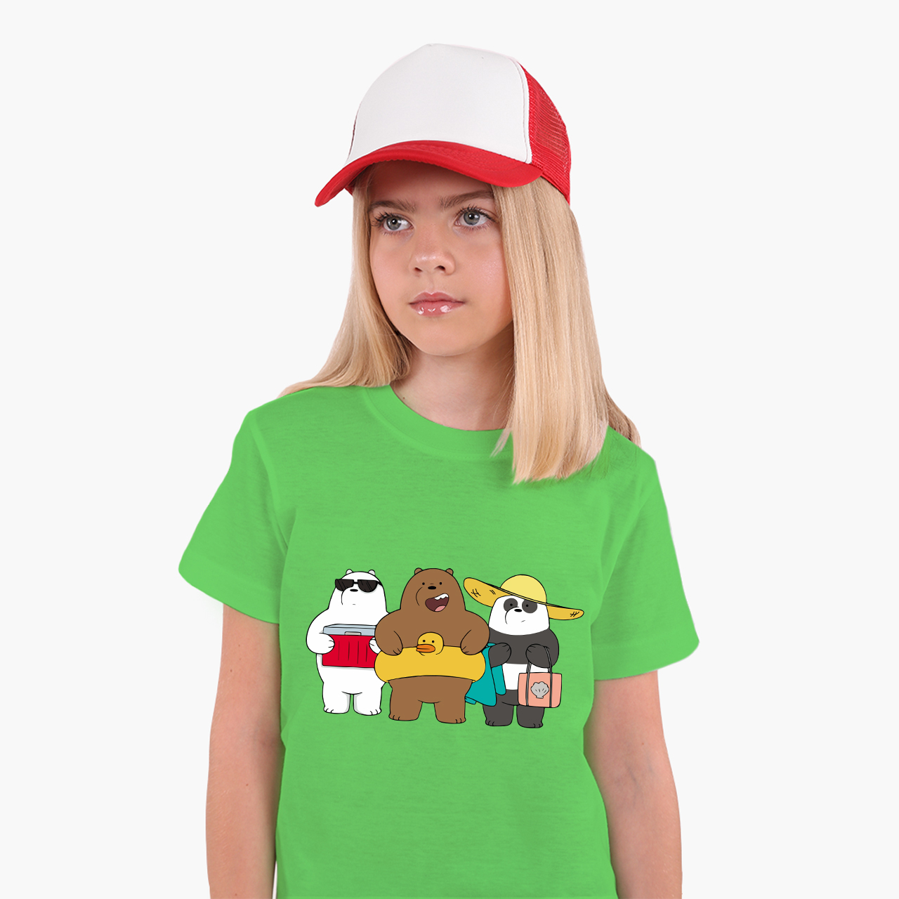 

Детская футболка для девочек Вся правда о медведях (We Bare Bears) (25186-2893-41) 146-152 см Хлопок Зеленый