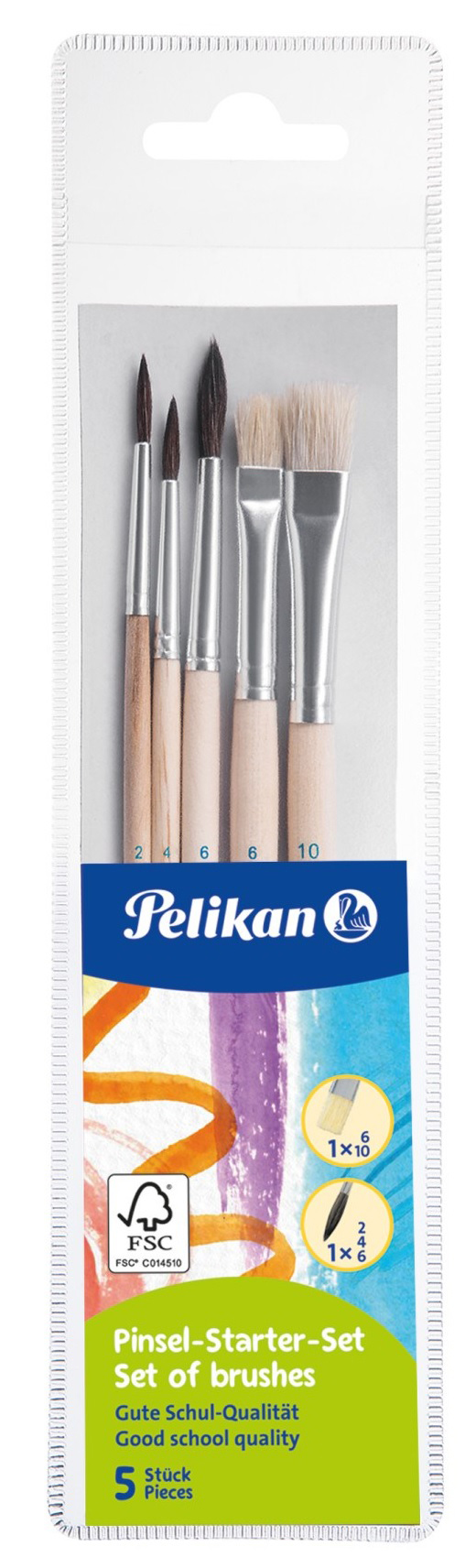 

Кисточки для рисования Pelikan Starter Set пони + щетина 5 шт (718163)