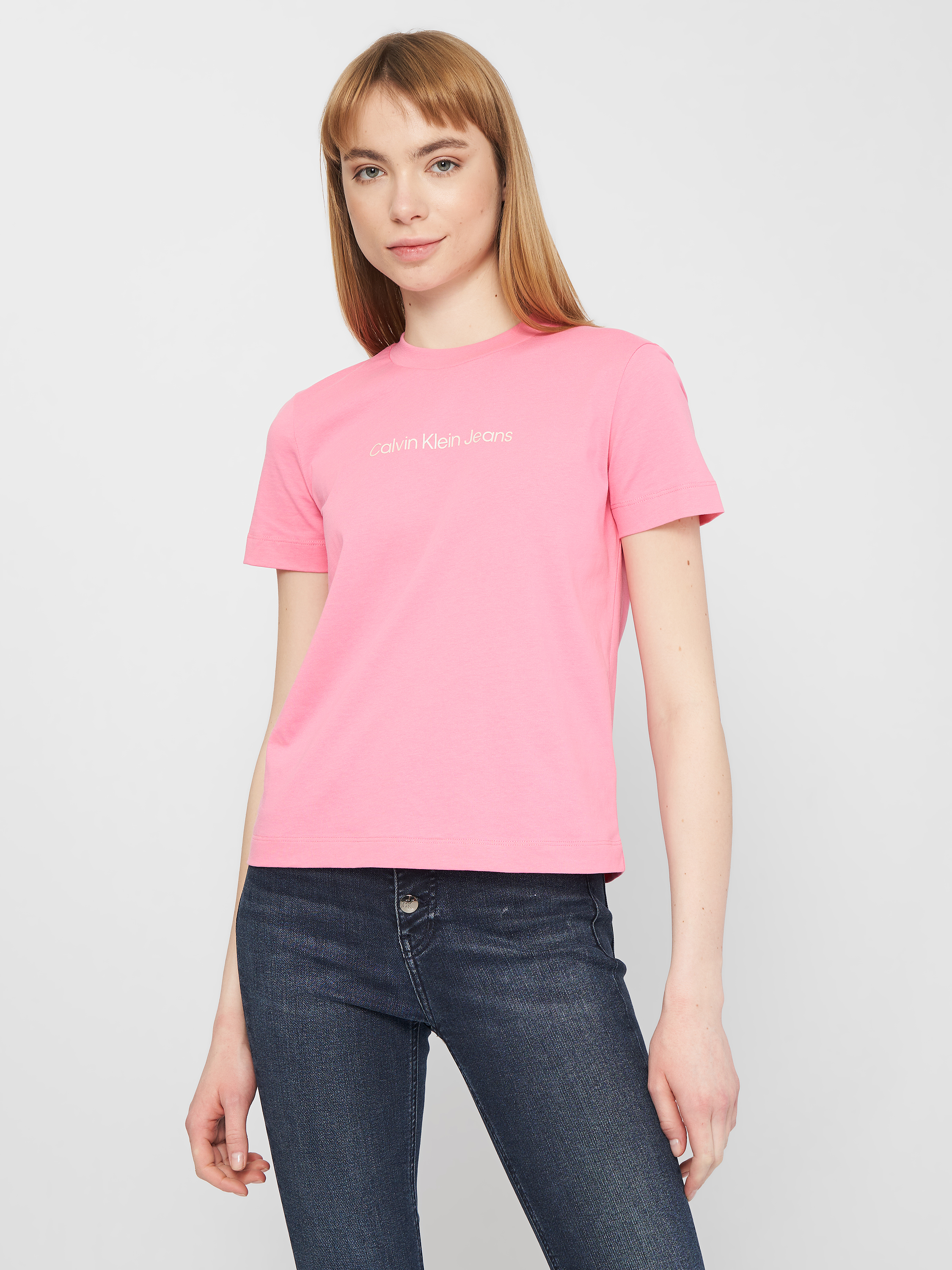 

Футболка Calvin Klein Jeans Shrunken Institutional Tee J20J217713-THI  Lipstick Pink/Bright White, Футболка Calvin Klein Jeans Shrunken Institutional Tee J20J217713-THI S Lipstick Pink/Bright White