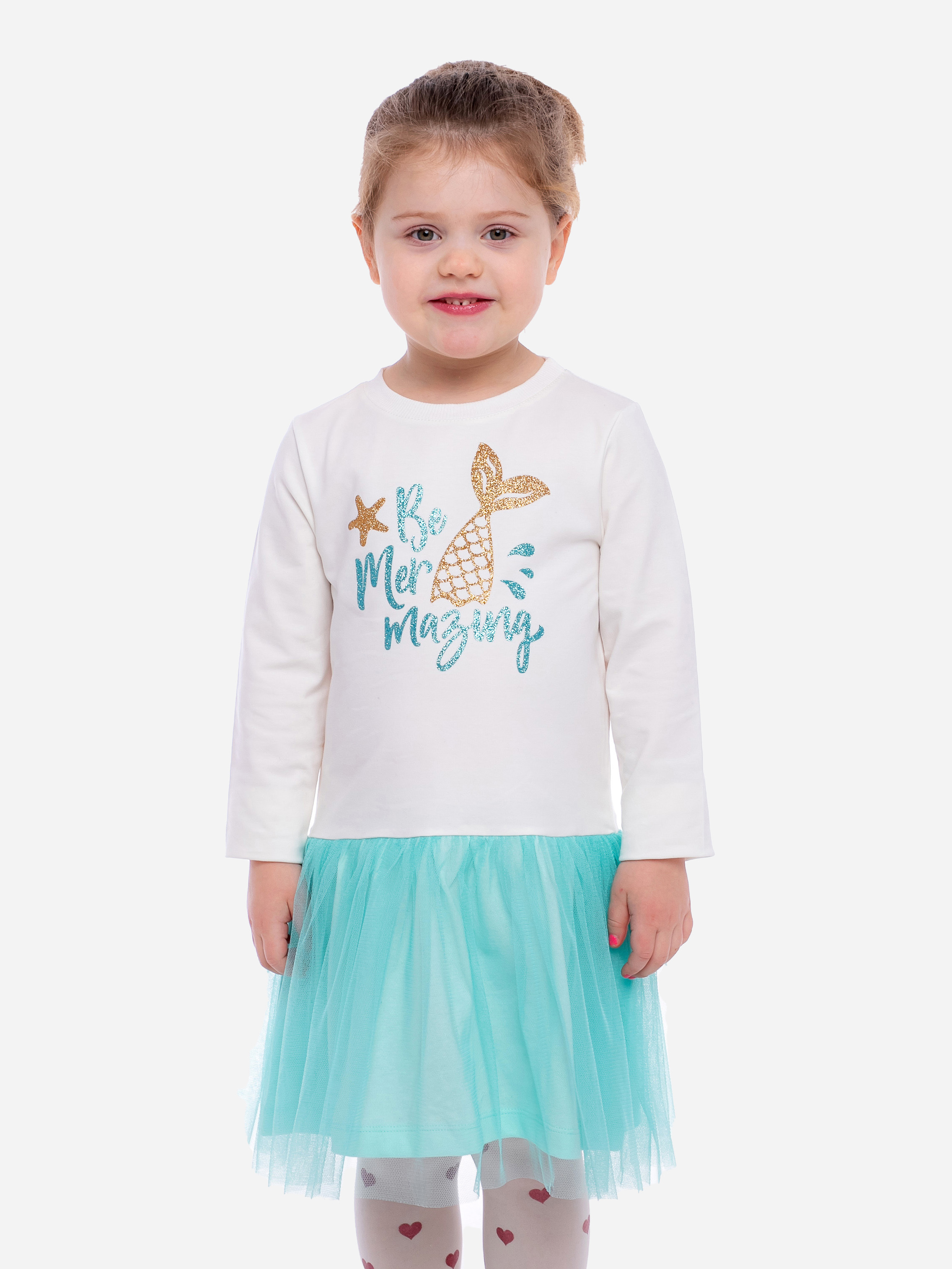Акція на Дитяче святкове фатинове плаття для дівчинки Vidoli G-21892W 122 см Молочний/Ментоловий від Rozetka