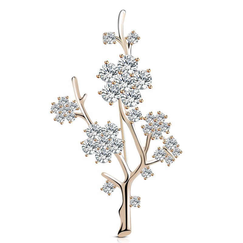 

Брошь женская BROCHE бижутерия с кристаллами Цветы Сакуры золотистая BRBF111978