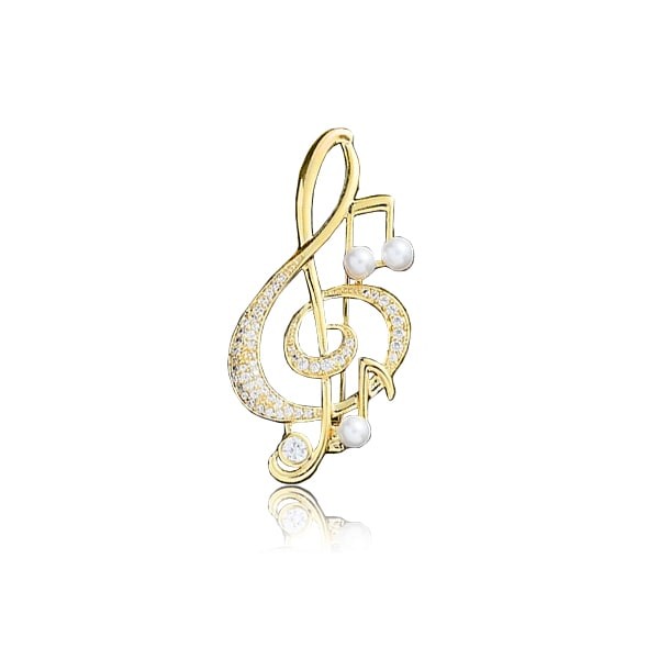

Брошь унисекс BROCHE бижутерия Музыка Скрипичный ключ с нотами золотистая BRBF112392