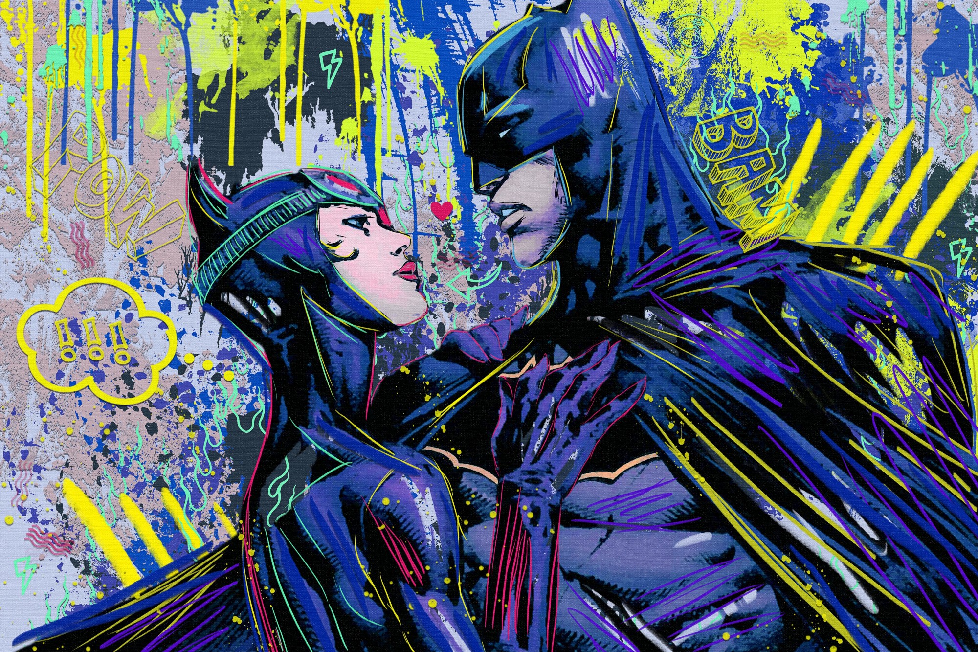 

Картина на холсте art dc batman catwoman kiss love поцелуй любовь 50х75 см