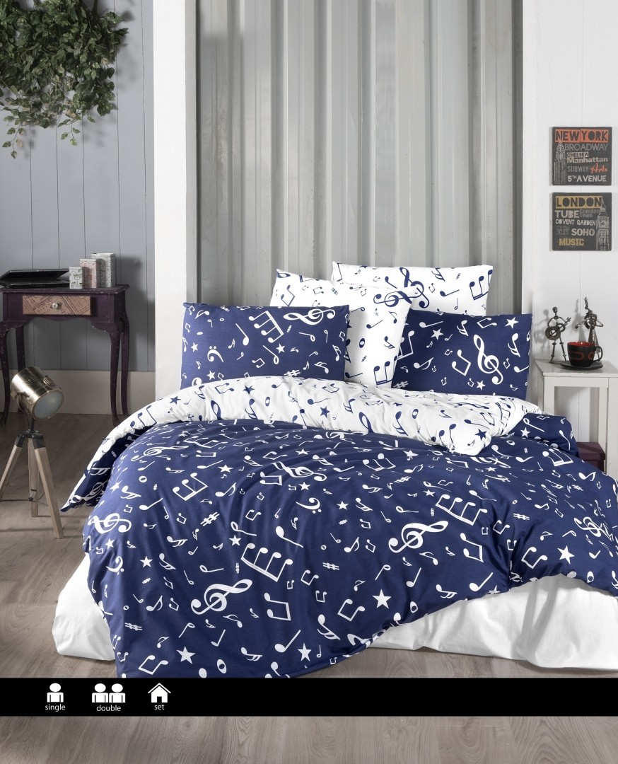 

Комплект постельного белья евро First Choice Ranforce Nevresim Takımı Major Navy Blue 200х220 (R-243)