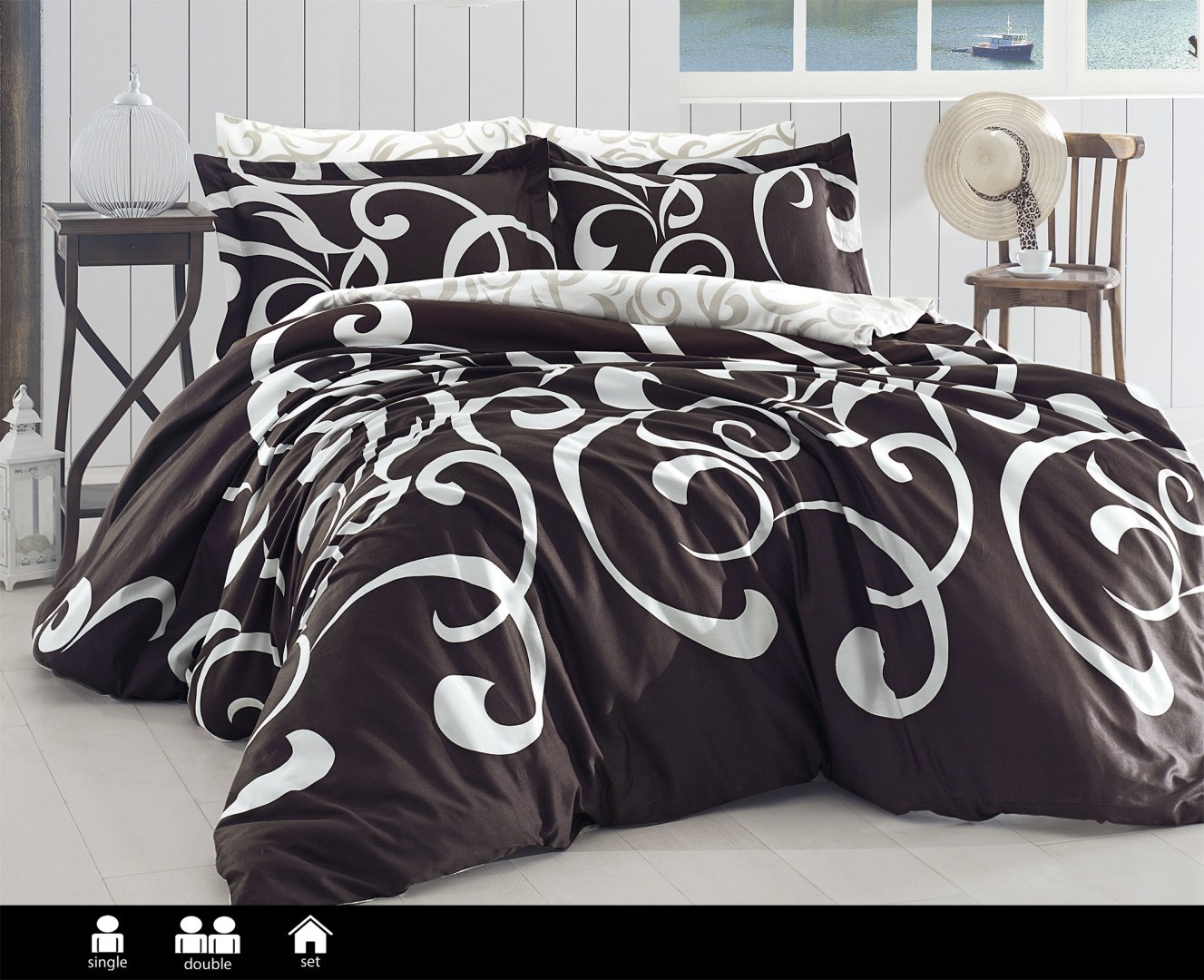 

Комплект постельного белья евро First Choice Cotton Satin Rüya Brown 200х220 (S-42)