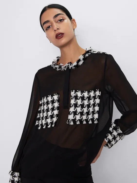 

Блузка Zara 4437-043-800  Черная, Блузка Zara 4437-043-800 L Черная