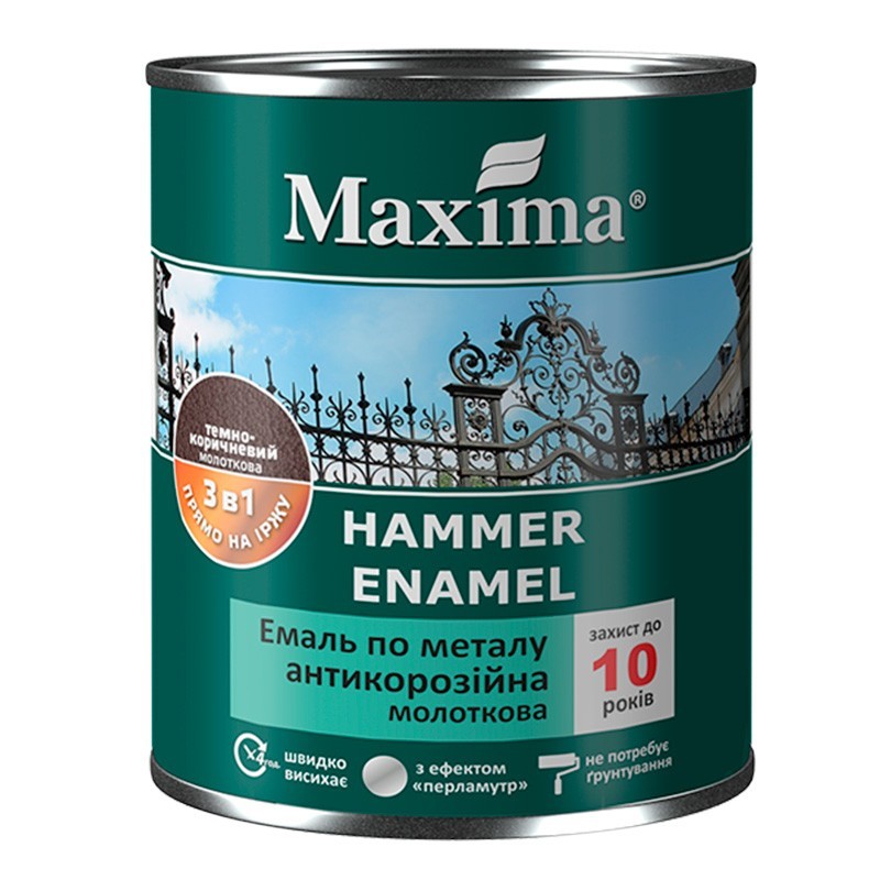 

Эмаль антикоррозийная по металлу 3 в 1 молотковая Maxima глянцевая зеленая 20 кг