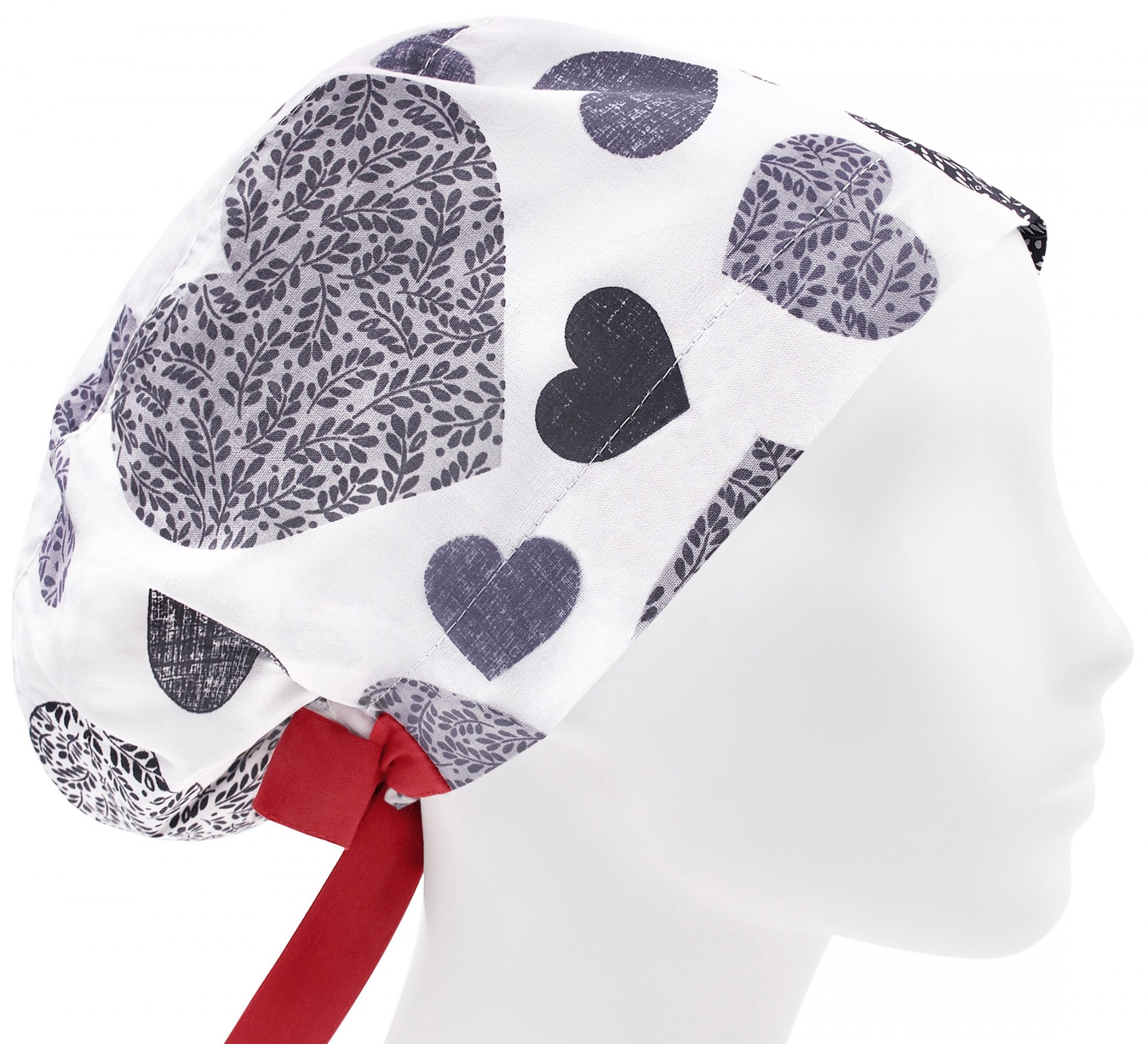 

Медицинская шапочка женская HeadwearUniverse универсальная принт сердечки черные