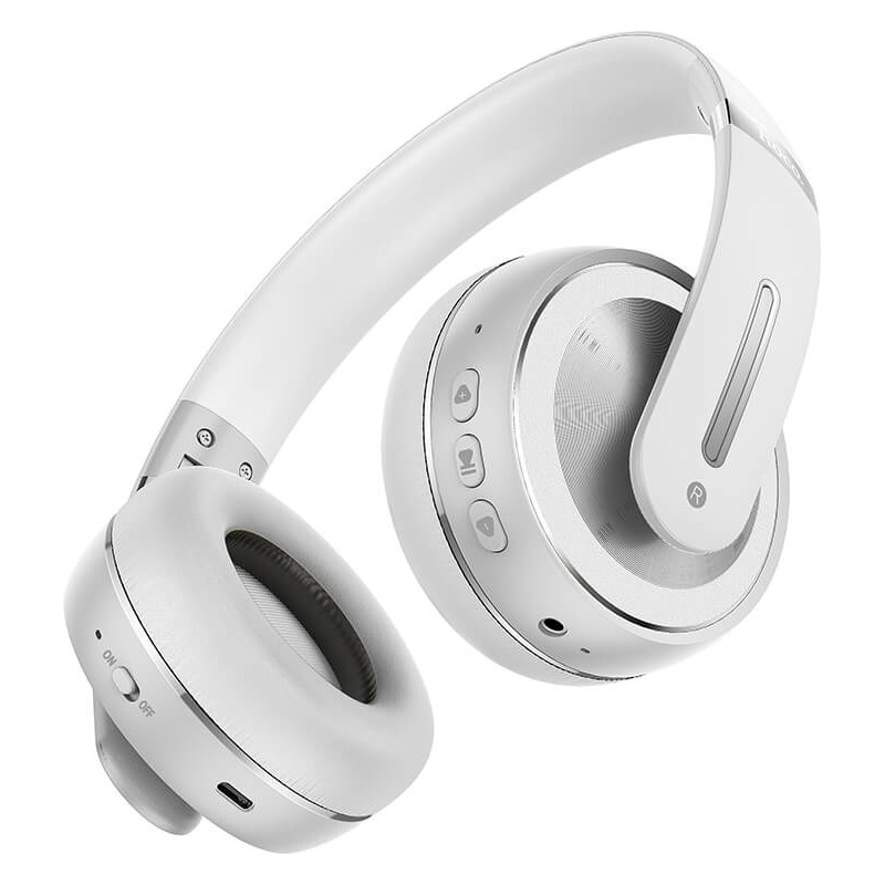 

Беспроводные Bluetooth наушники HOCO Charming BT headset W34 |BT5.0/AUX, Type-C, 12Hours| Silver (W34S)