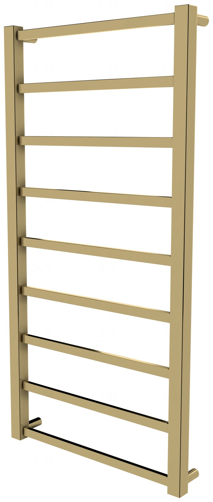 

Золотой полотенцесушитель Quatro 9 лесенка 950x480, gold