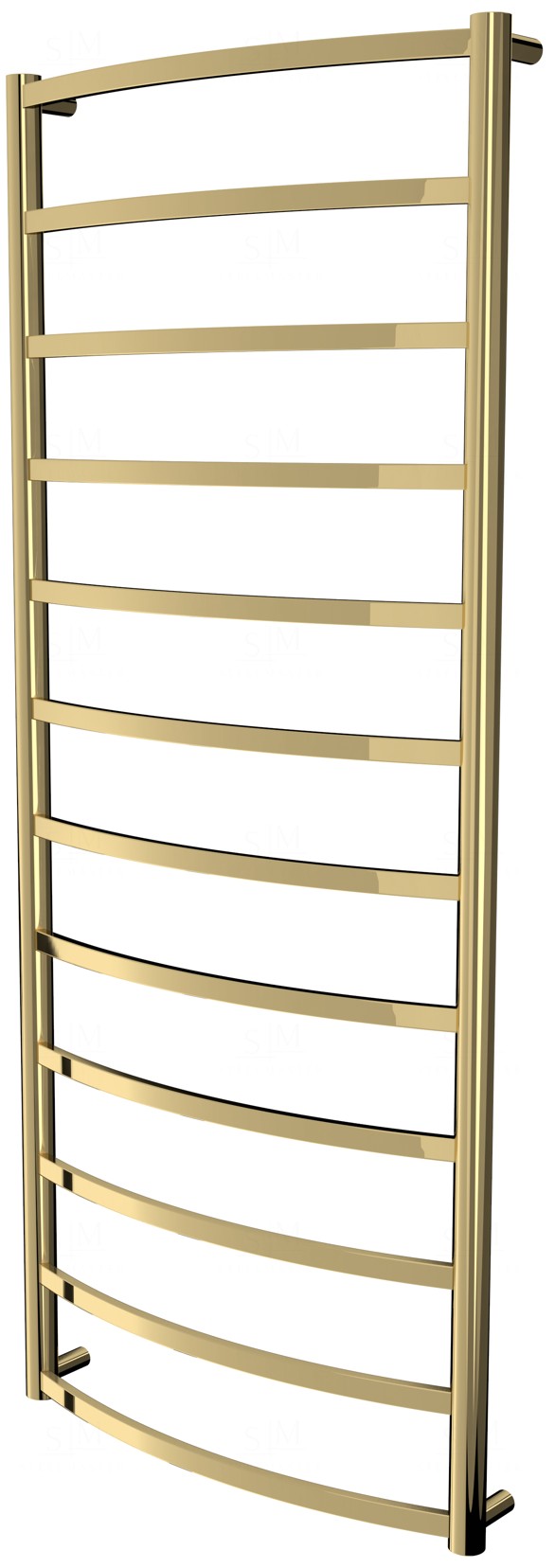 

Золотой полотенцесушитель Elite 12 лесенка 1250x532, gold