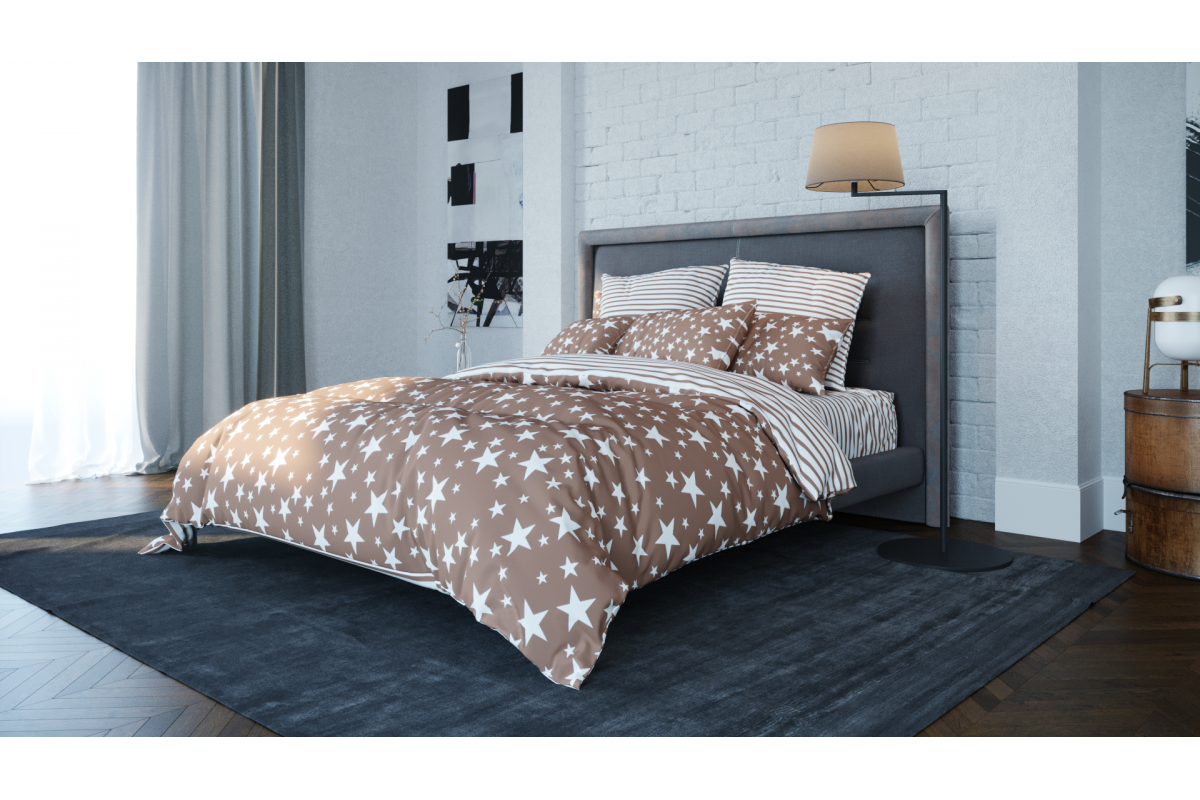 

Комплект постельного белья ТЕП Ranforce 015 STAR BROWN (315 Звезда коричневая) 180x215