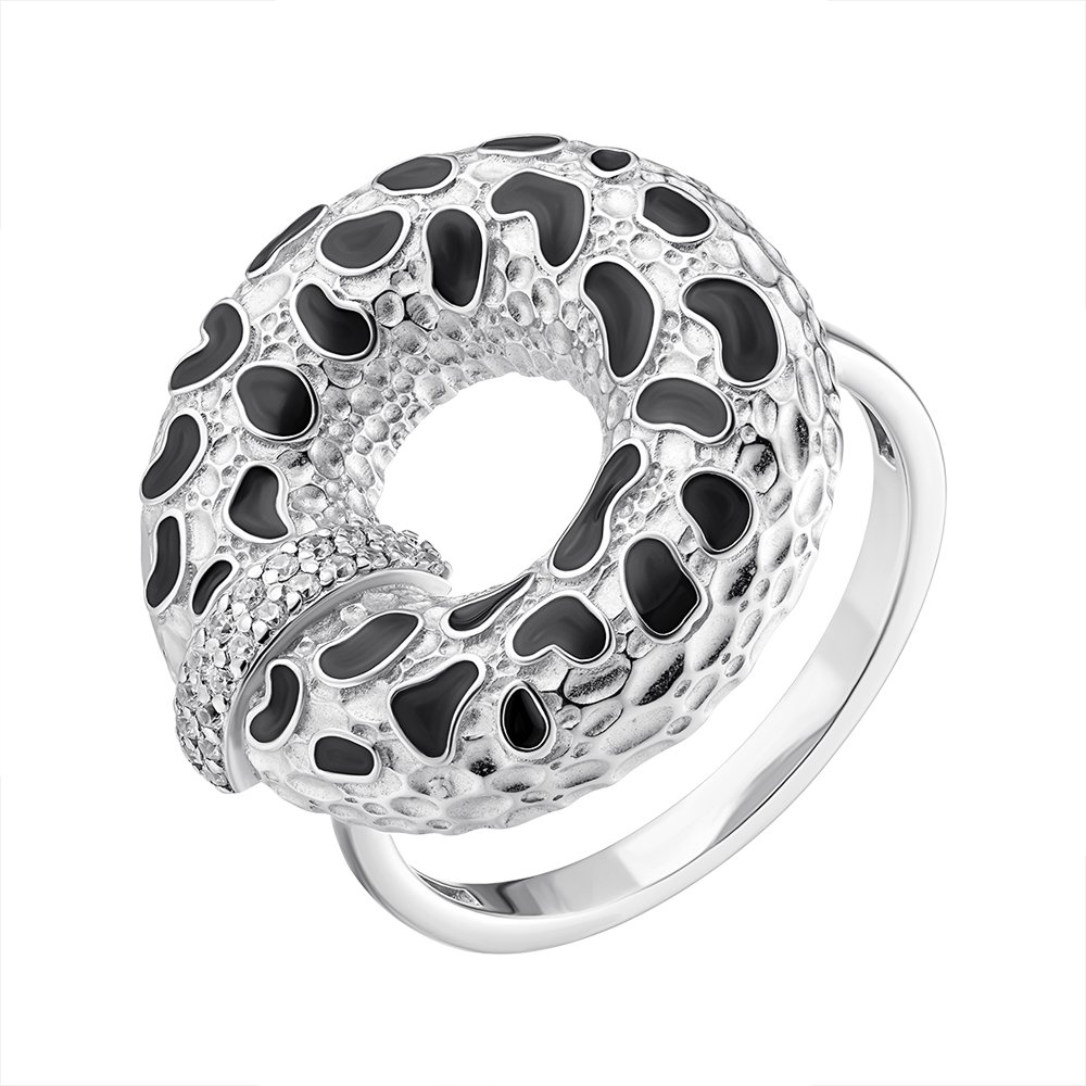 

Серебряное кольцо с фианитами и эмалью 000149746 18 размера