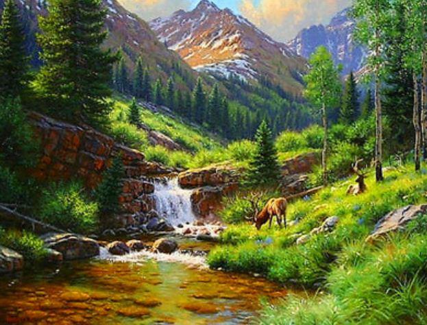 

Картина по номерам JO EOTG6390 40*50 см Речка в горах