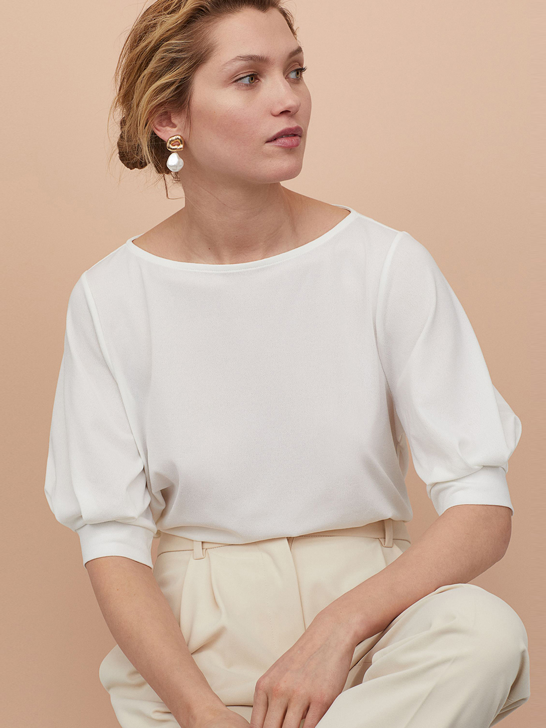 

Блузка H&M 0664074_бел  Белая, Блузка H&M 0664074_бел XL Белая