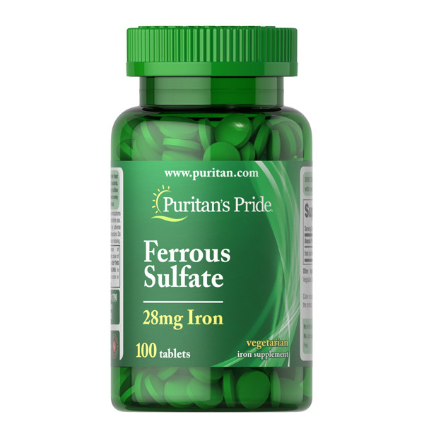 Витамины Puritan's Pride Iron Ferrous Sulfate 28 мг 100 таблеток .