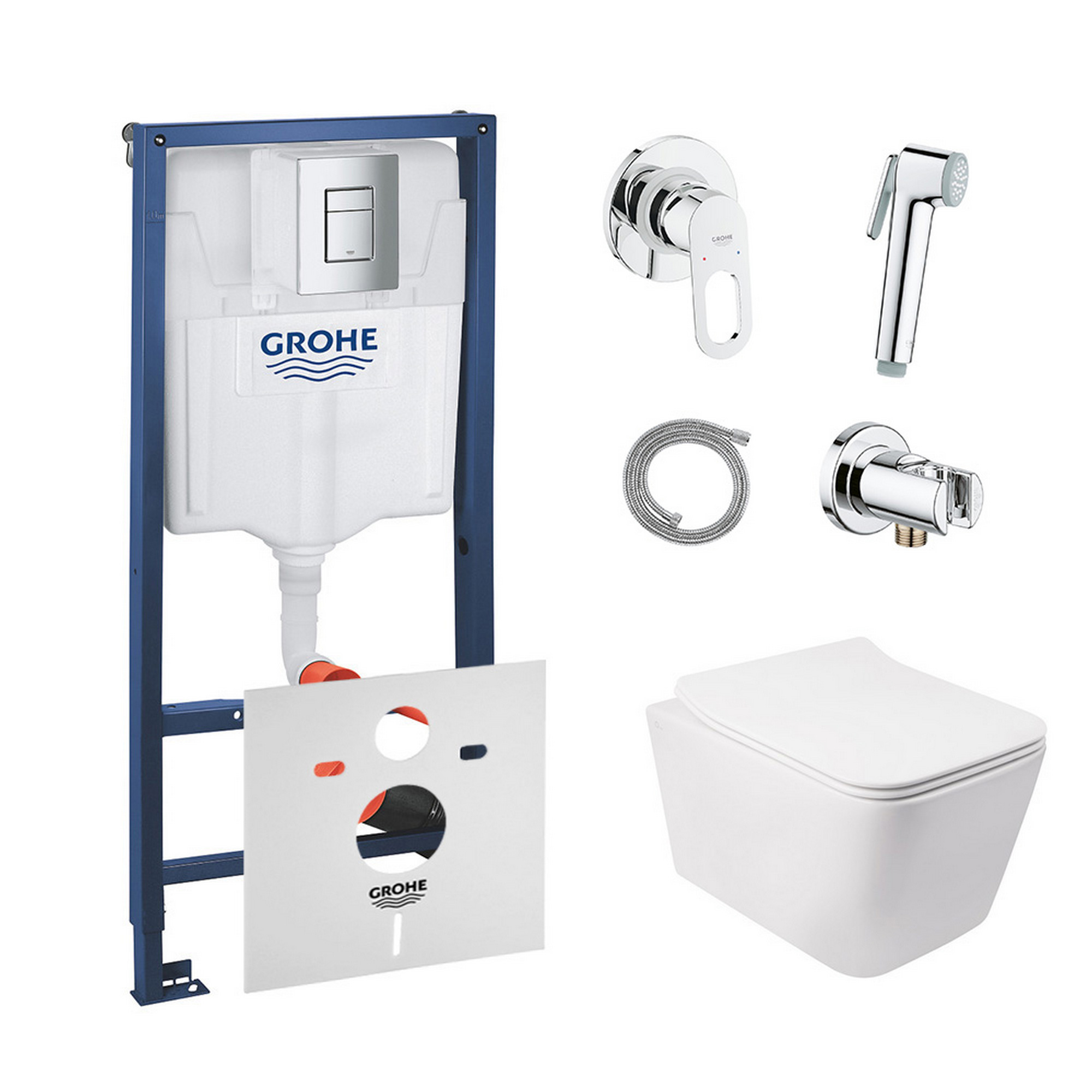 

Комплект инсталляция Grohe Rapid SL 38772001 + унитаз с сиденьем Qtap Crow QT05335170W + набор для гигиенического душа со смесителем Grohe BauLoop 111042