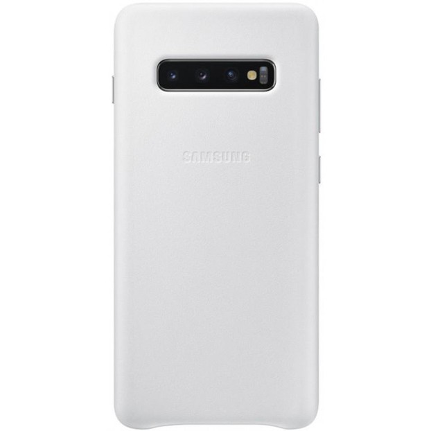

Кожаный чехол накладка Samsung Leather Back Cover Galaxy S10 Plus + EF-VG975 white