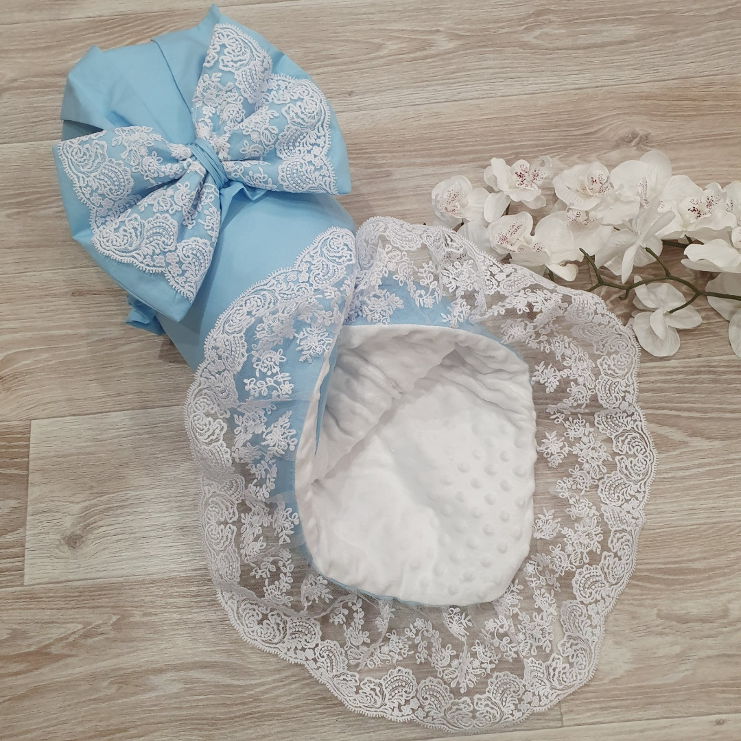 

Конверт-одеяло демисезонный кружево голубой