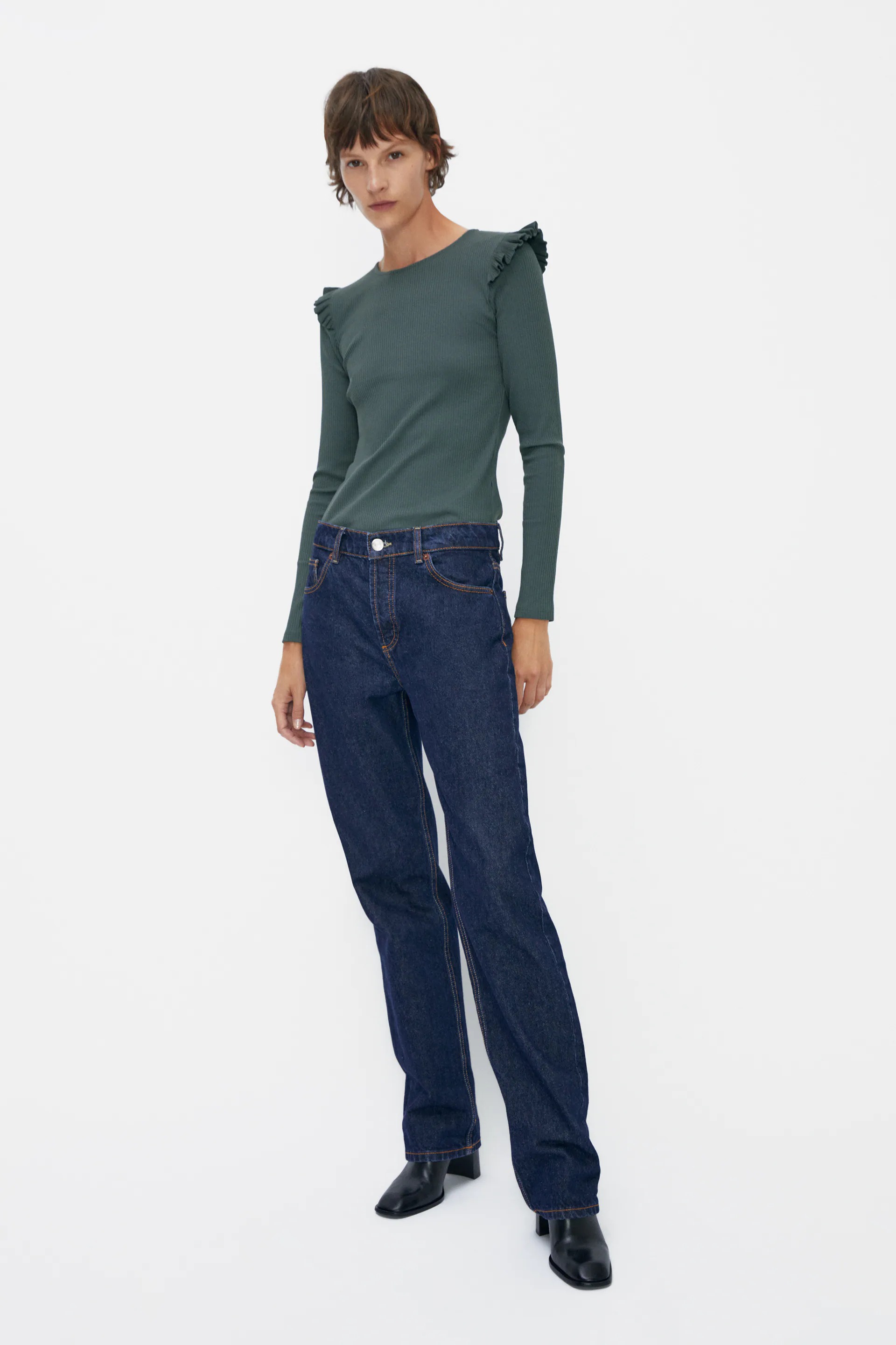 

Лонгслив Zara  темно бирюзовый 4174454518, Лонгслив Zara S темно бирюзовый 4174454518