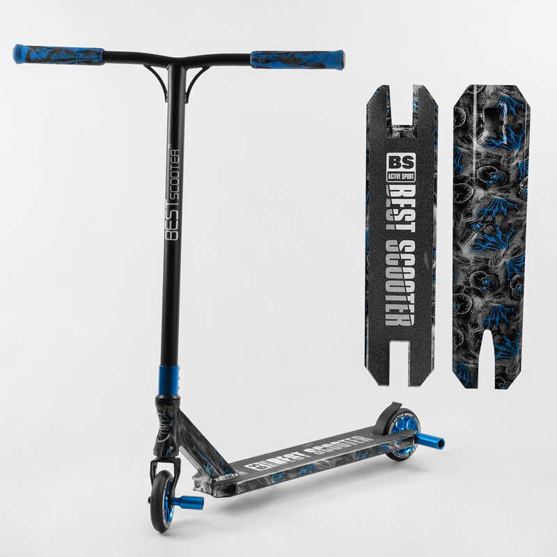 

Самокат трюковый Best Scooter BS-77566 HIC-система, пеги, алюминиевый диск и дека с ПРИНТОМ, колёса PU, d=110мм, ширина руля - 60 см