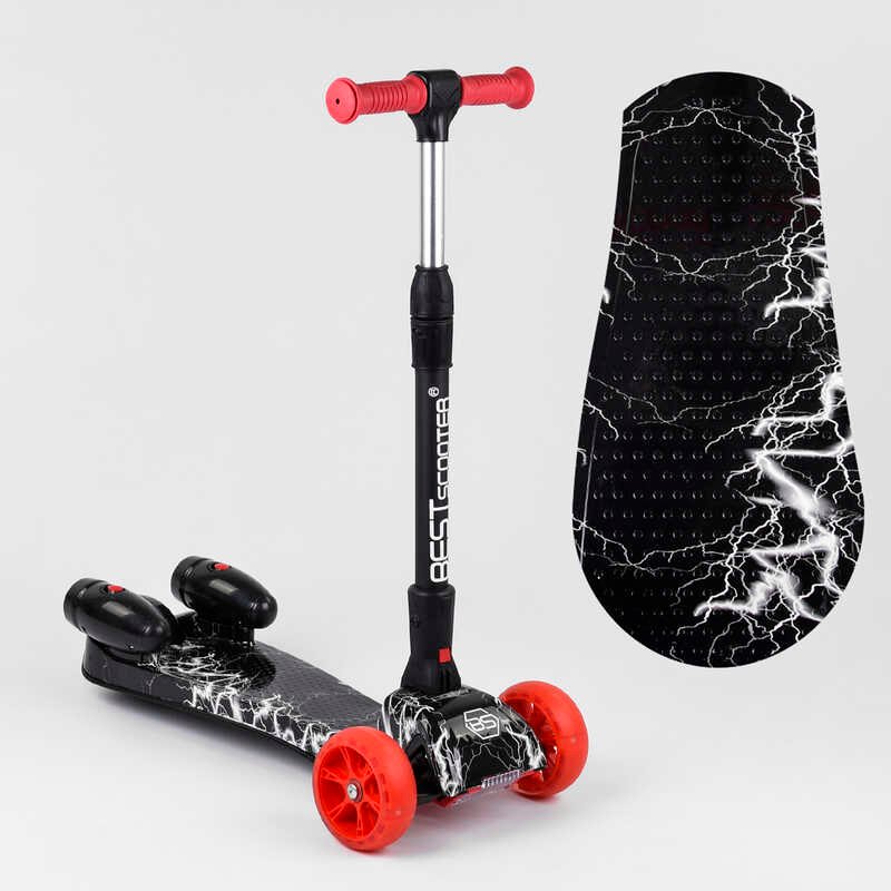 

Детский трехколесный самокат Best Scooter MAXI 80542 с парогенератором музыка, дым, турбины, пластмассовый, колеса PU 120х40мм, складной алюминиевый руль