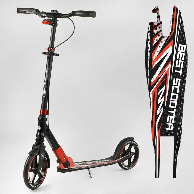 

Детский двухколесный самокат алюминиевый Best Scooter 10304 колеса PU, фара, зажим руля, d передних колес - 230мм, d задних колес 200мм, 1 амортизатор передний