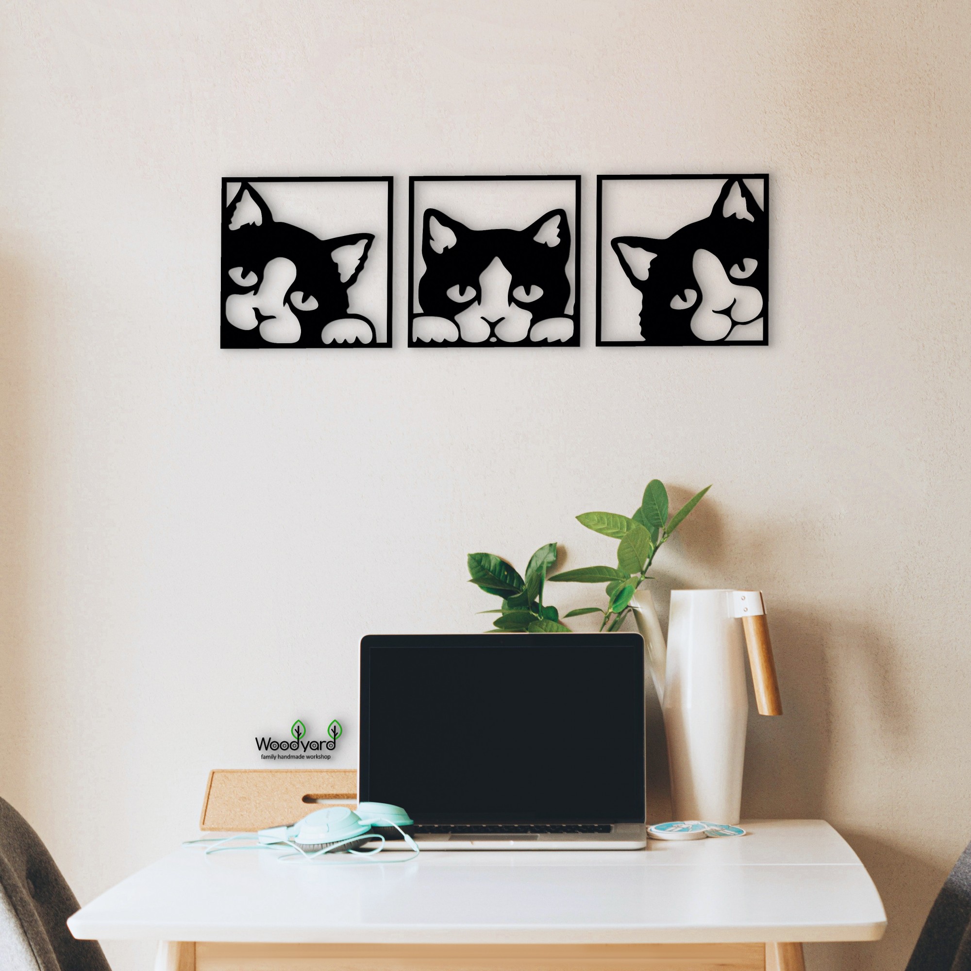

Панно из дерева Woodyard коты 15х48 см чёрное 0066 1