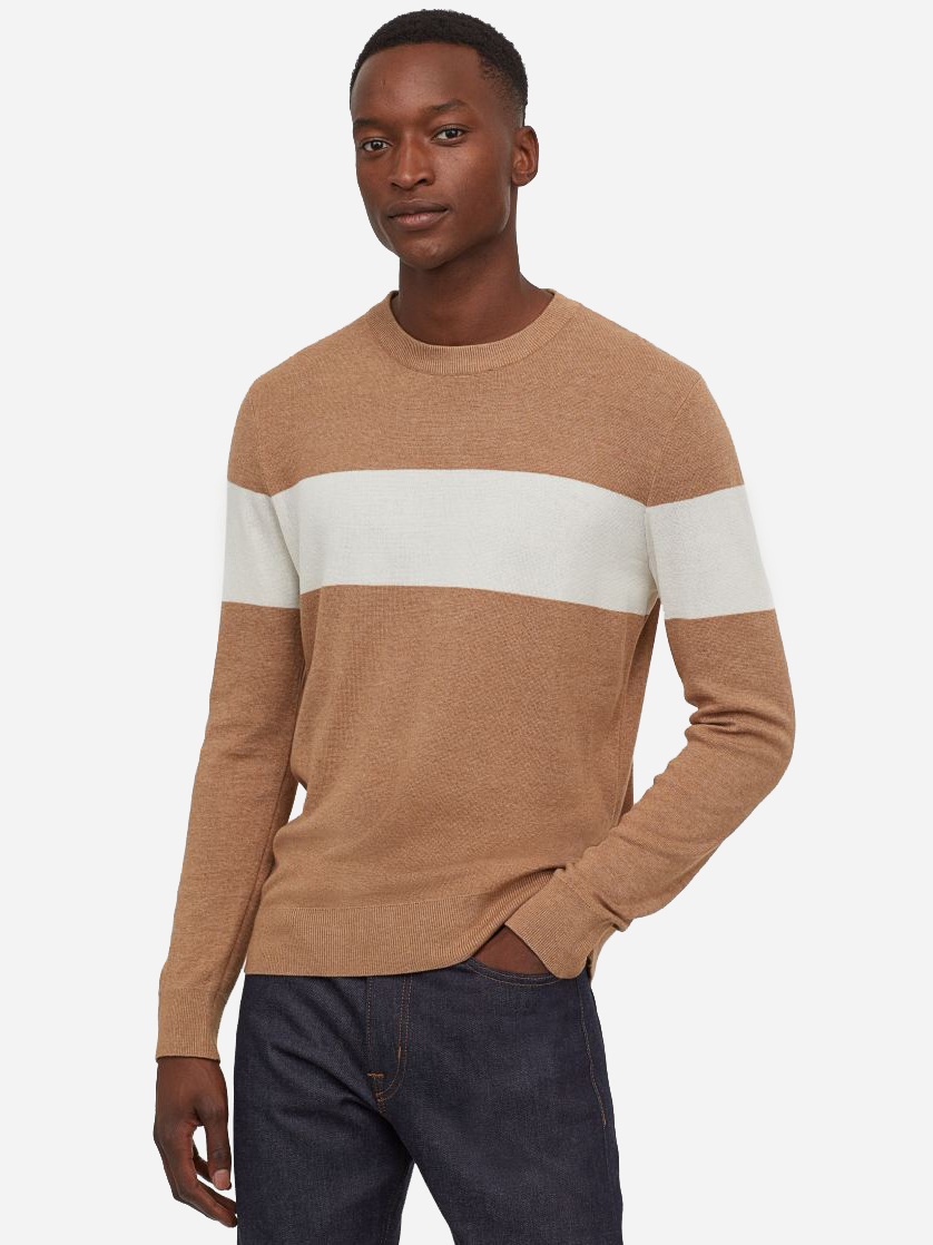 

Джемпер H& 60907736  Бежевый с белым, Джемпер H&M 60907736 M Бежевый с белым