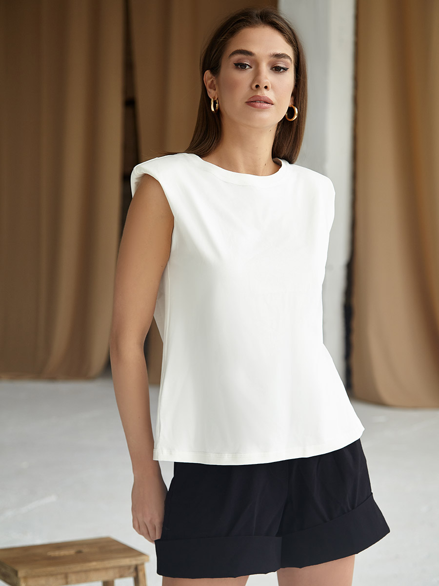 

2463 футболка Oversize c подплечниками, айвори, 2463 футболка Oversize c подплечниками, айвори (XL)