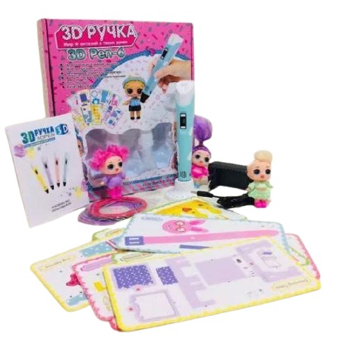 

Ручка 3Д 3D Pen 6 c LCD дисплеем, трафаретами и игрушками "LEL"