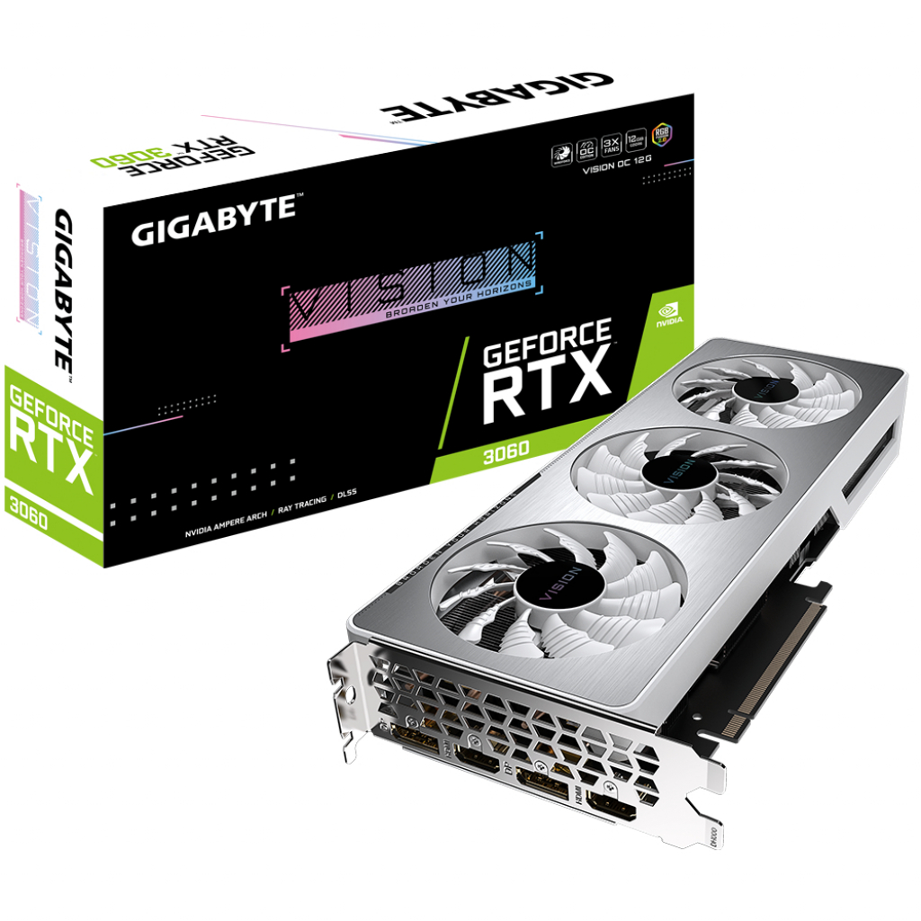 

Видеокарта GIGABYTE GeForce RTX3060 12Gb VISION OC 2.0 LHR (GV-N3060VISION OC-12GD 2.0)