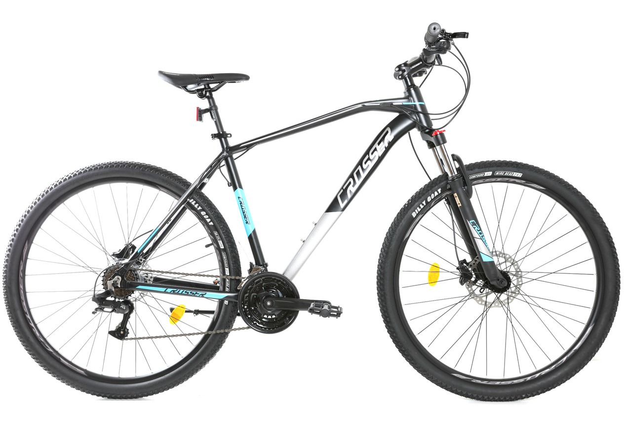 

Велосипед найнер Crosser Jaz 29" рама 21, 2021 черно-голубой