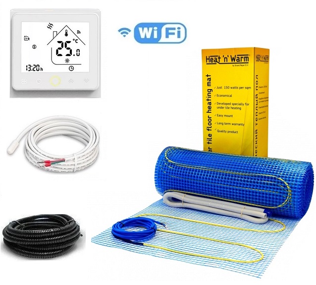 

Тепла підлога Grand Meyer EcoNG 150 двожильний мат 2250 Вт 15 м² з сенсорним терморегулятором WI-FI в комплекті(893448)