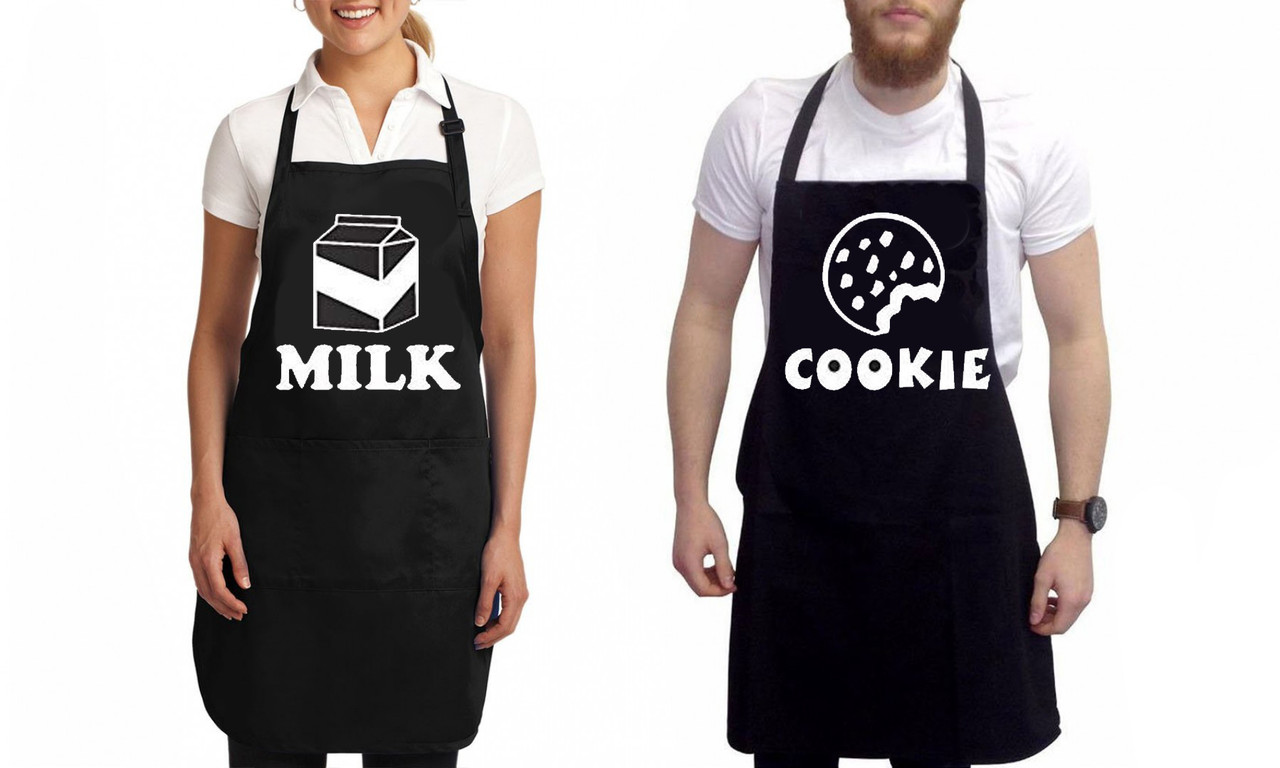

Парные фартуки с принтом "Milk. Cookie"