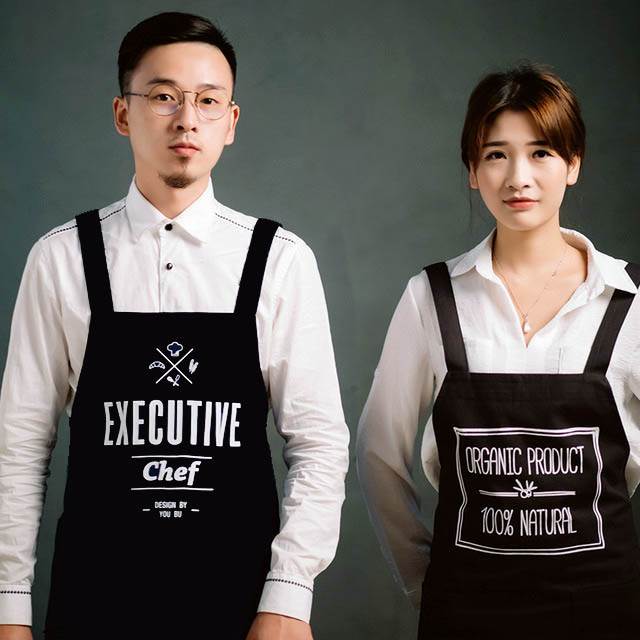 

Парные фартуки с принтом "Executive Chef / Organic product. 100% natural"