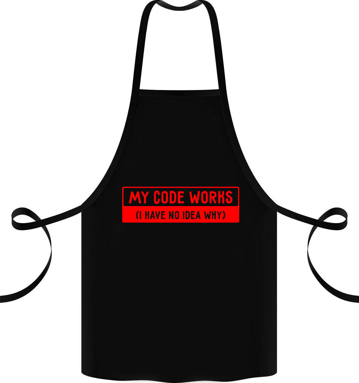 

Фартук с принтом "My code works"