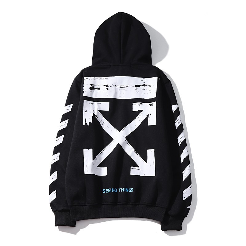 

Кофта толстовка с капюшоном Off White унисекс черная М