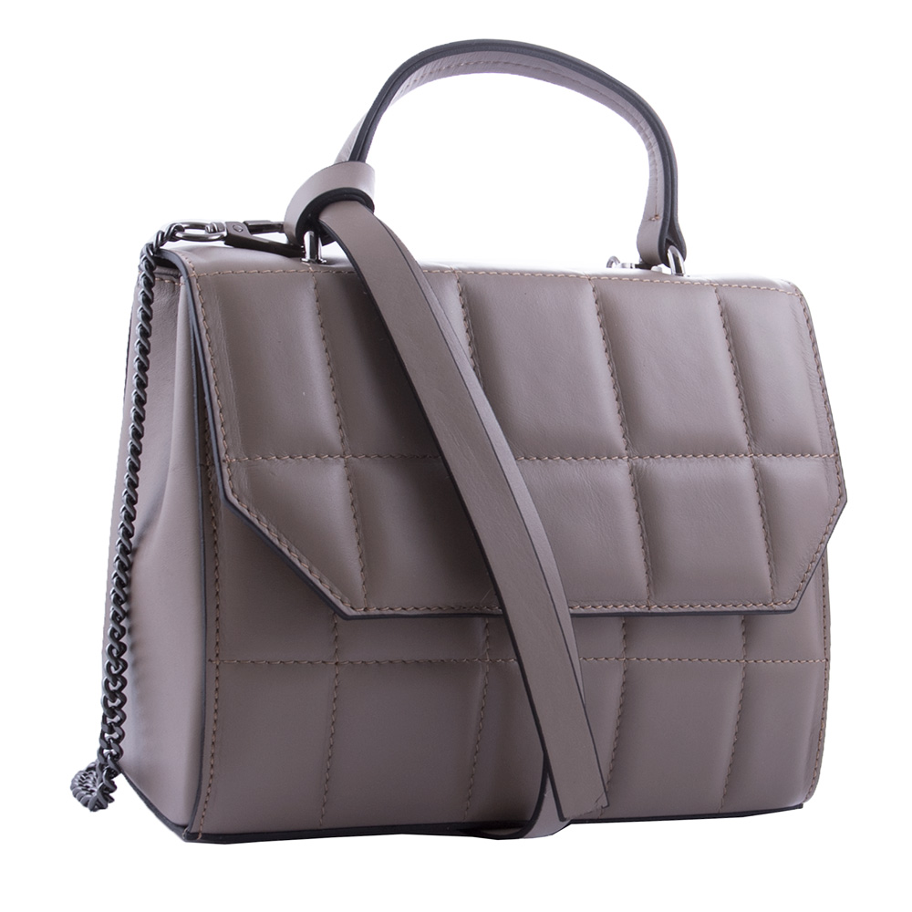 

Сумка женская кросс боди кожаная Genuine leather 21699 темный тауп