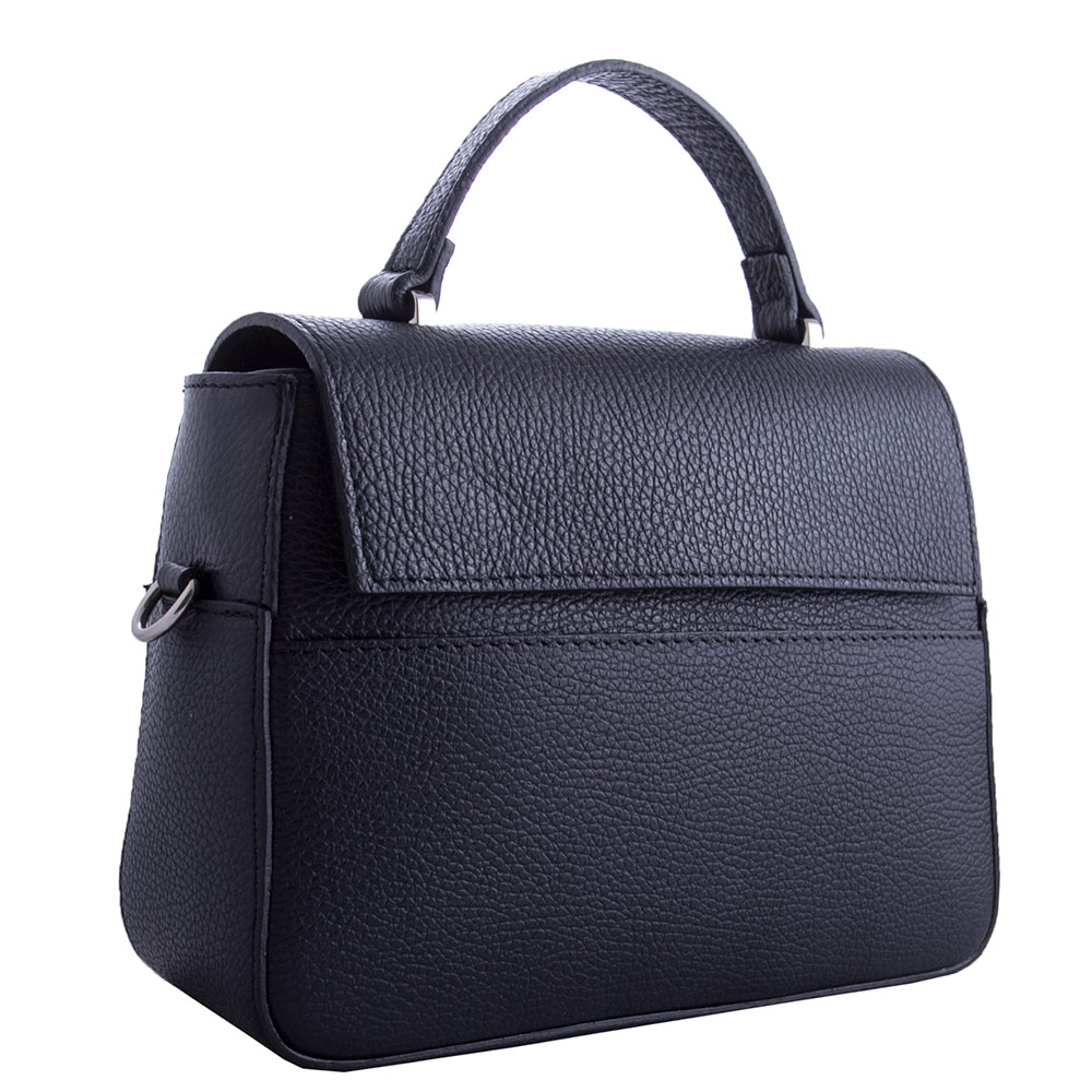 

Итальянская кожаная сумка с клапаном Genuine leather 19921 черная