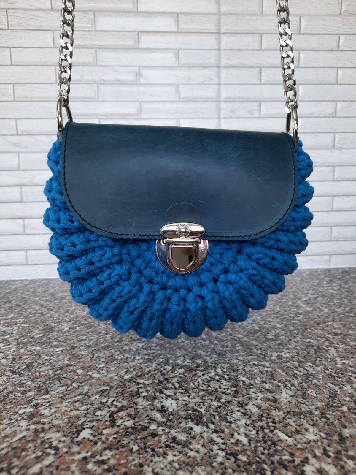 

Вязаная сумочка OREO blue 24*20cm