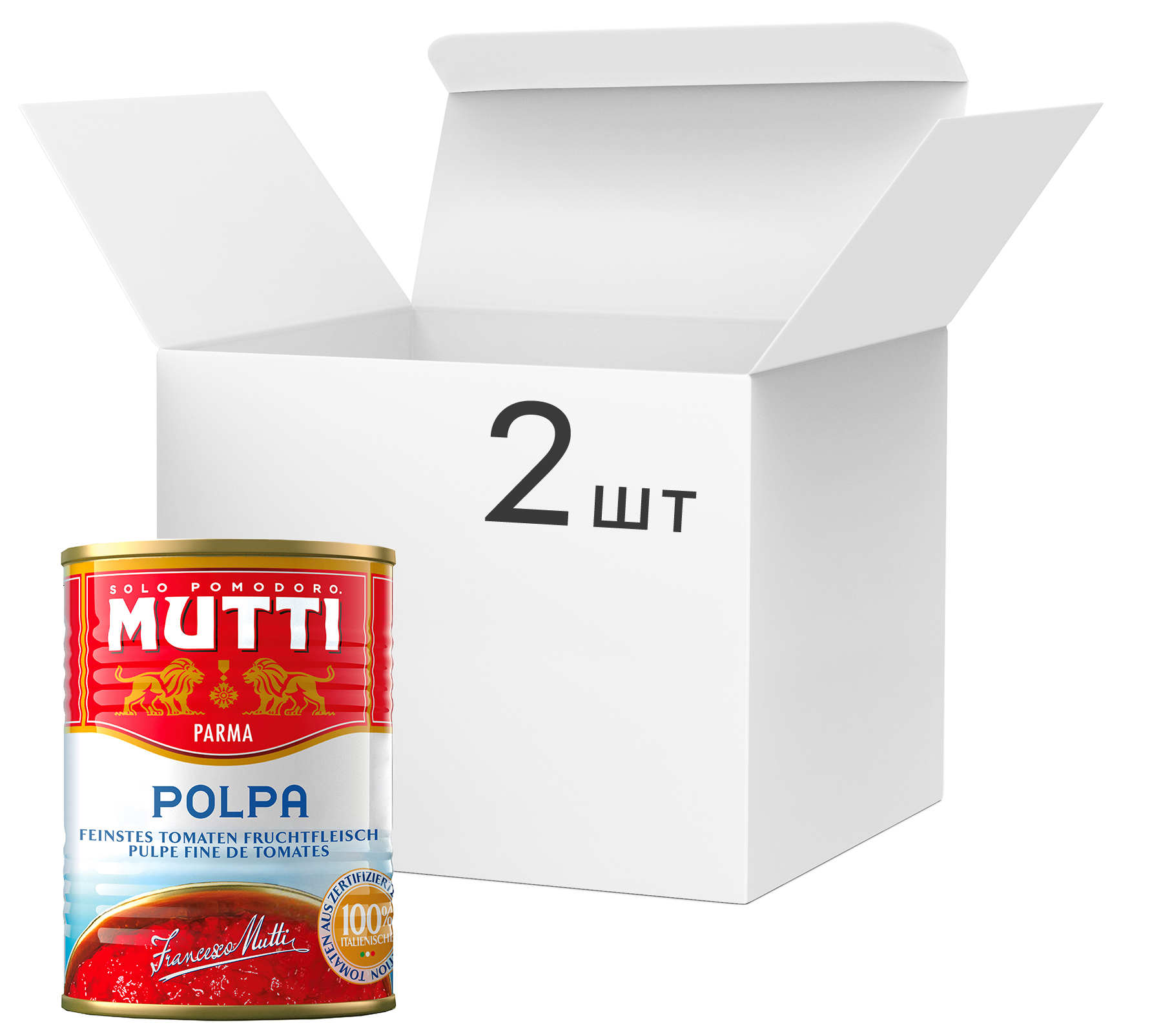 Упаковка томатов резаных Mutti Очищенные 400 г х 2 шт (3830011545866 ...