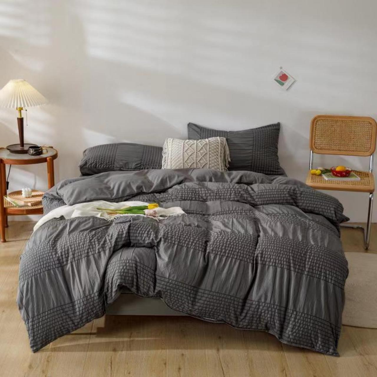 

Постельное белье евро Colorful Home темно-серое (сатин)