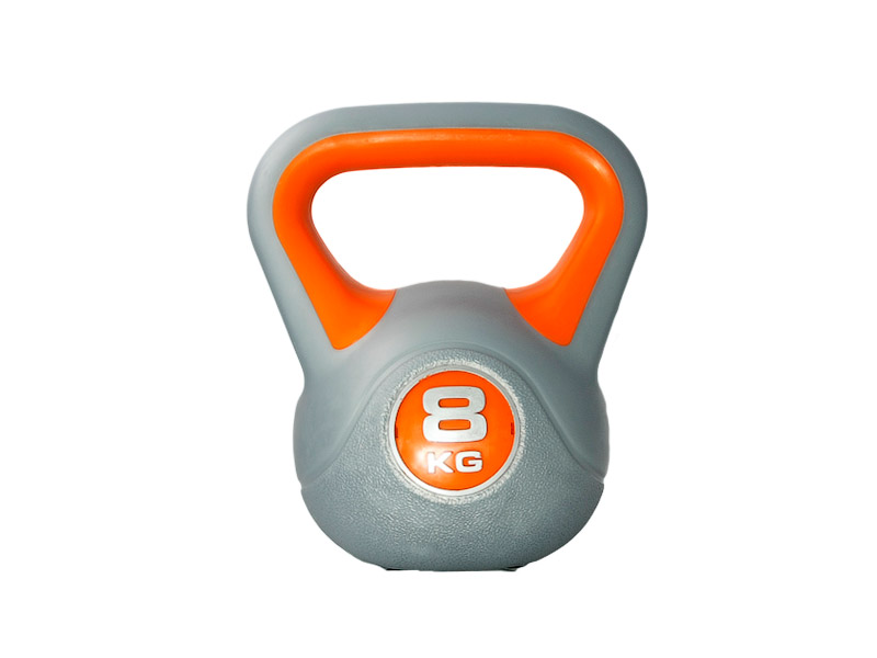 

Гиря LiveUp plastic kettlebell 8 кг сірий/помаранчевий